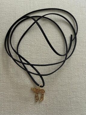 Chai Hebrew Letter Pendant on Black Suede Cord Necklace- 18k gold plated